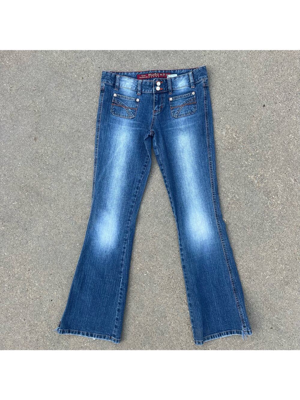 Y2K Mudd Low Rise Hip Hugger Flare Jeans Stretch Blue Size 9